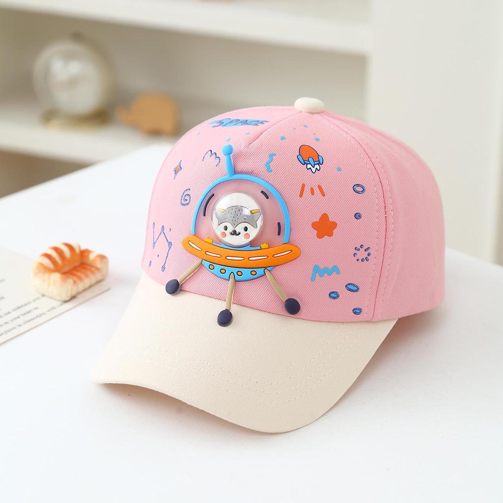 Korean-Style Kids' Cute Cartoon Spaceship Baseball Cap with Sun Protection