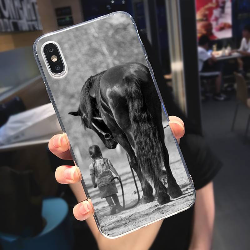 Run Horse Animal Phone Case Transparent Soft For Iphone 5 5s 5c Se 6 6s 7 8 11 12 Plus Mini X Xs Xr Pro Max
