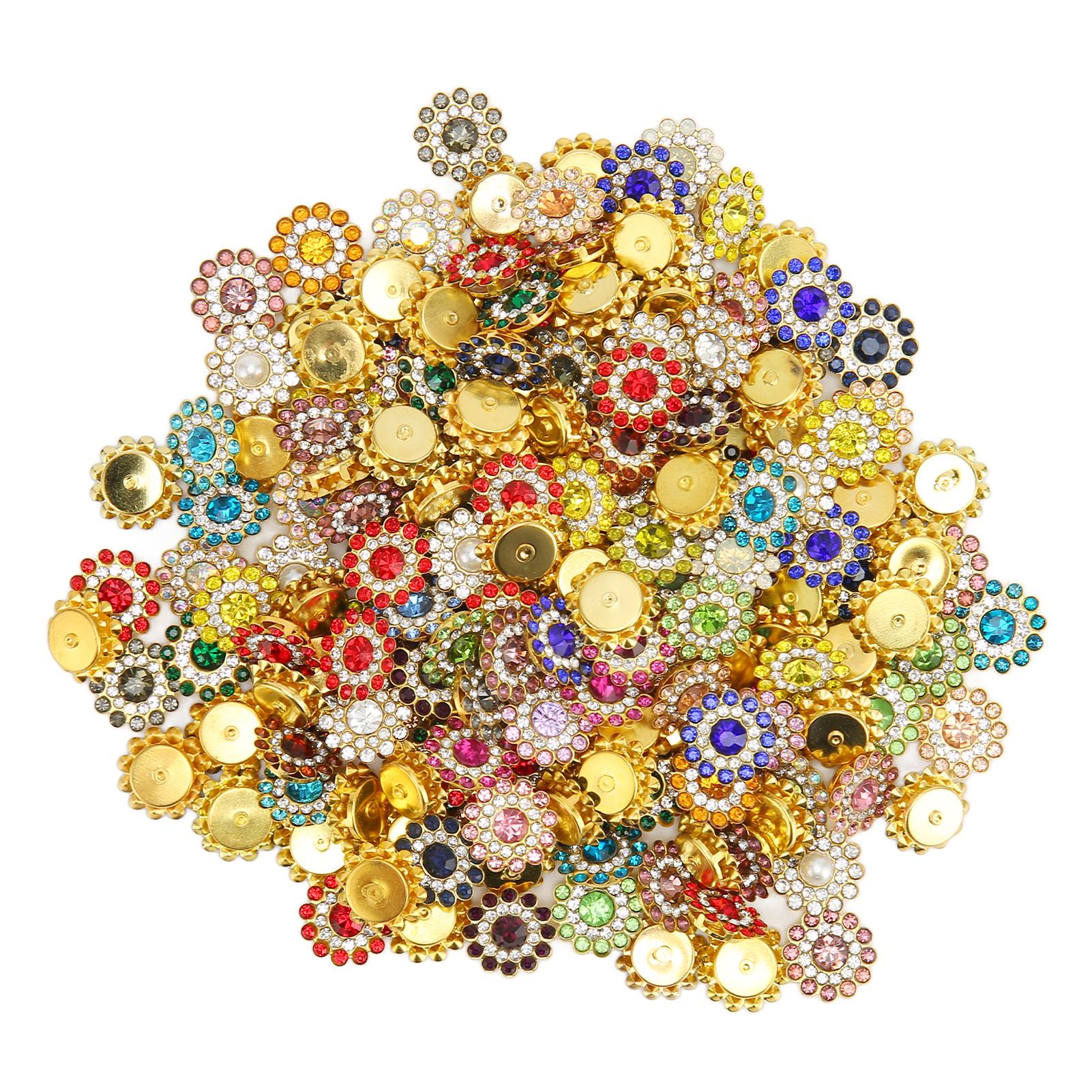 

100 шт., цветочные чашки-коготь, разные цвета, привлекательные многоцелевые хрустальные стеклянные кнопки для