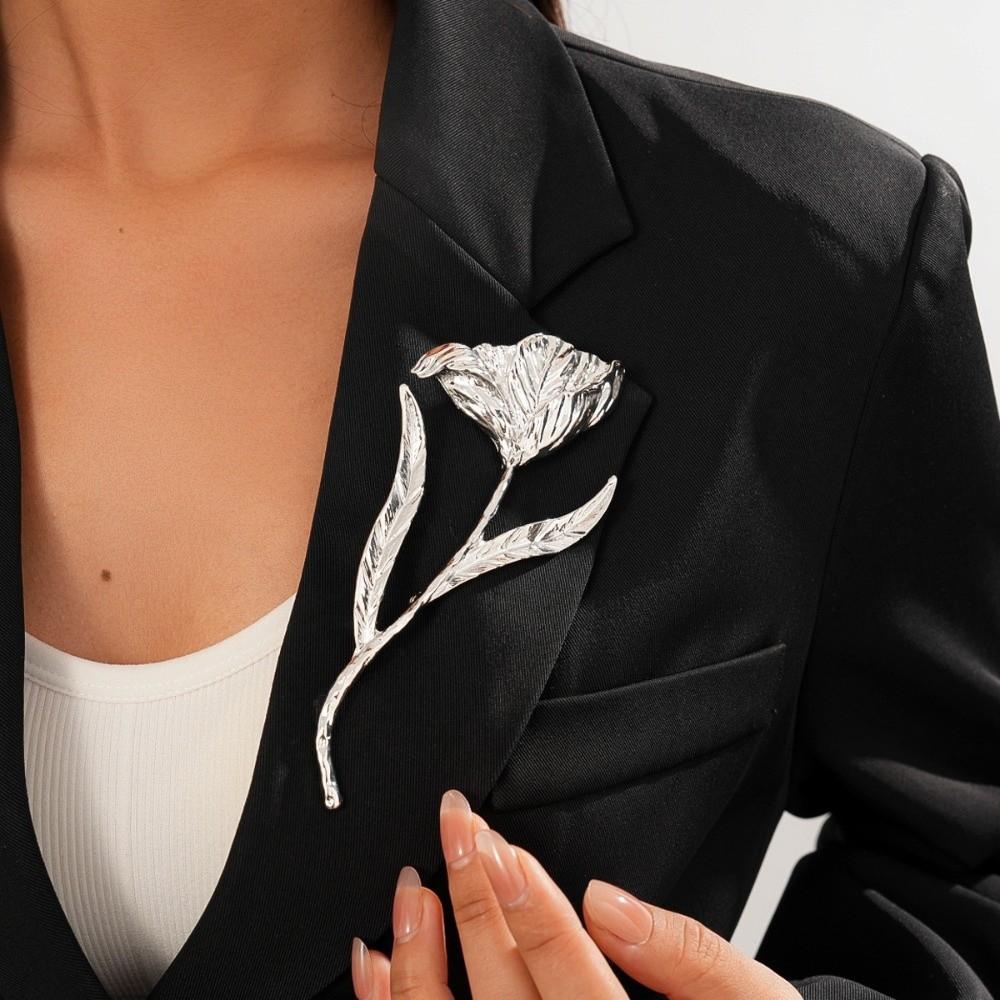 Suit Charm Deco Flower Bud Brooch Zinc Zinc Alloy Clothing Pin Accessories Romantic Tulip Brooch  Woman