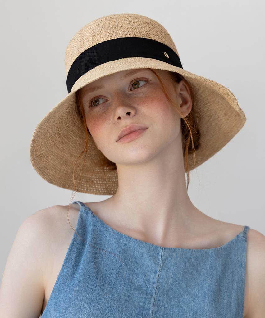 Tatiana Anvely Natural Raffia Ribbon Cloche Hat Ht8191 Black