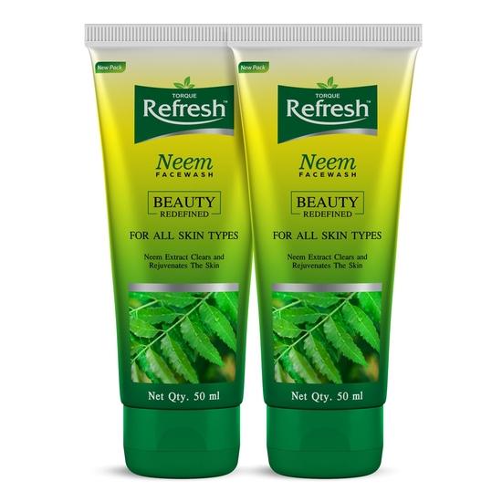 Torque Refresh Neem Face Wash for All Skin Types with Neem Extracts - 50ml (Pack of 2)