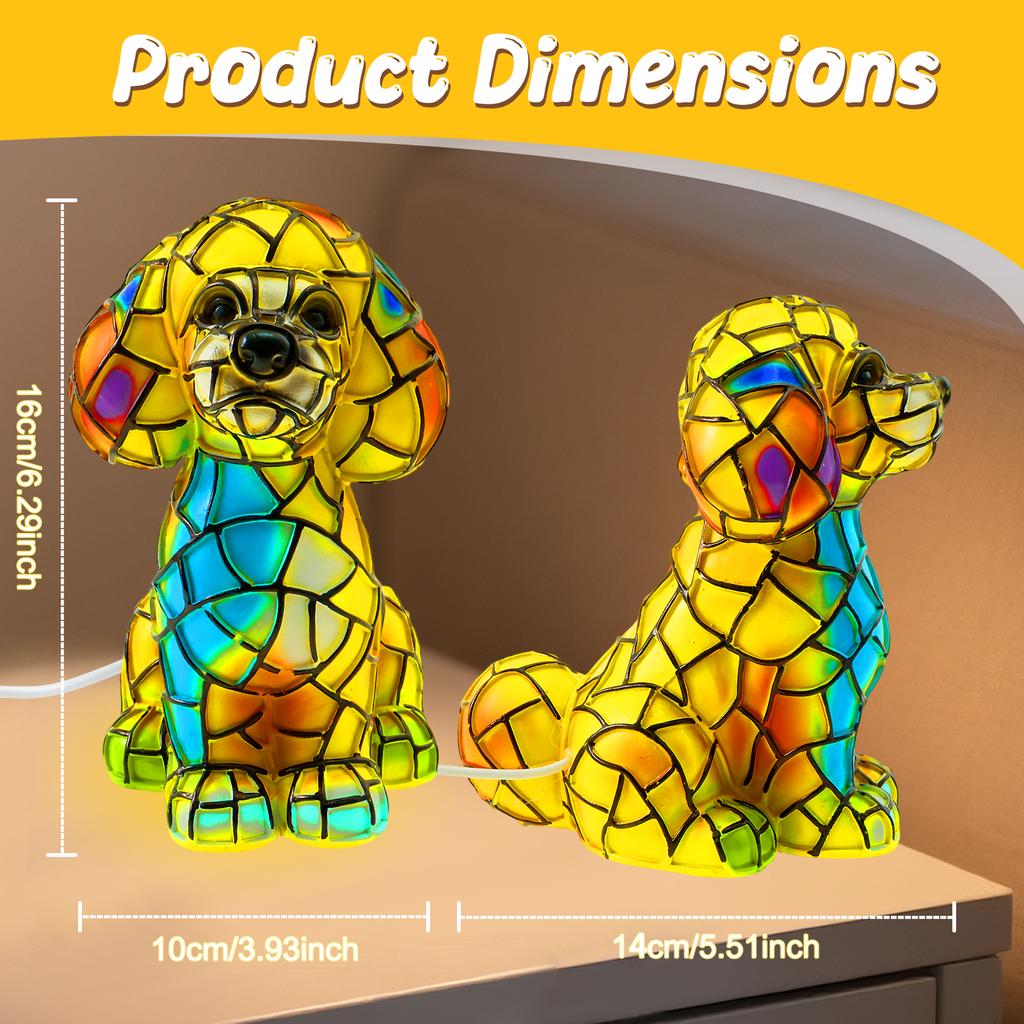 Doggy Night Light Resin Soothing Lighting LED Colorful Bagitte/Teddy Lamp Bedside Desktop Ornaments Gift for Bedroom Living Room