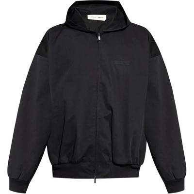 Poly Twill Bomber Hoodie Jet Black Men Outerwear 202SP258020F