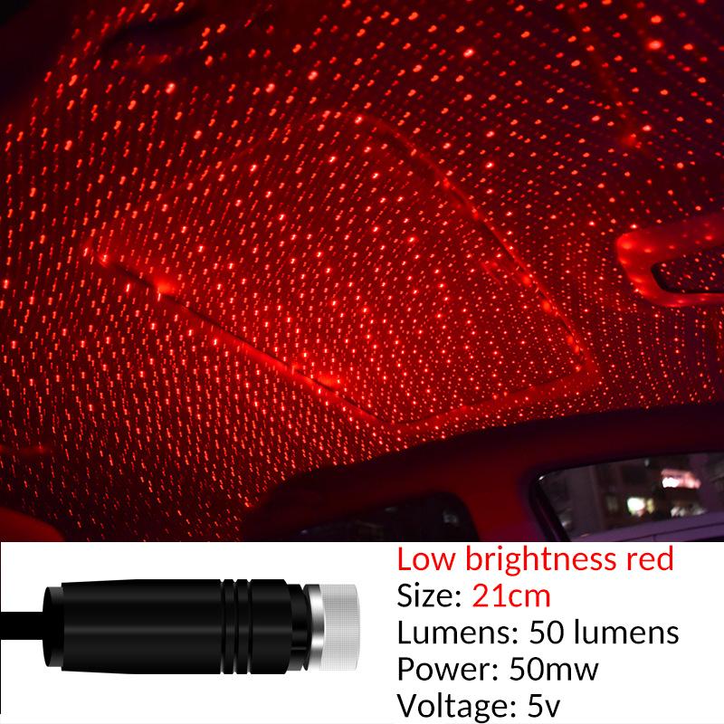 

Car Roof Star Light Interior Mini LED Starry Laser Atmosphere Ambient Projector Lights USB Red Auto Decoration Night Lamp Bule C203 Red