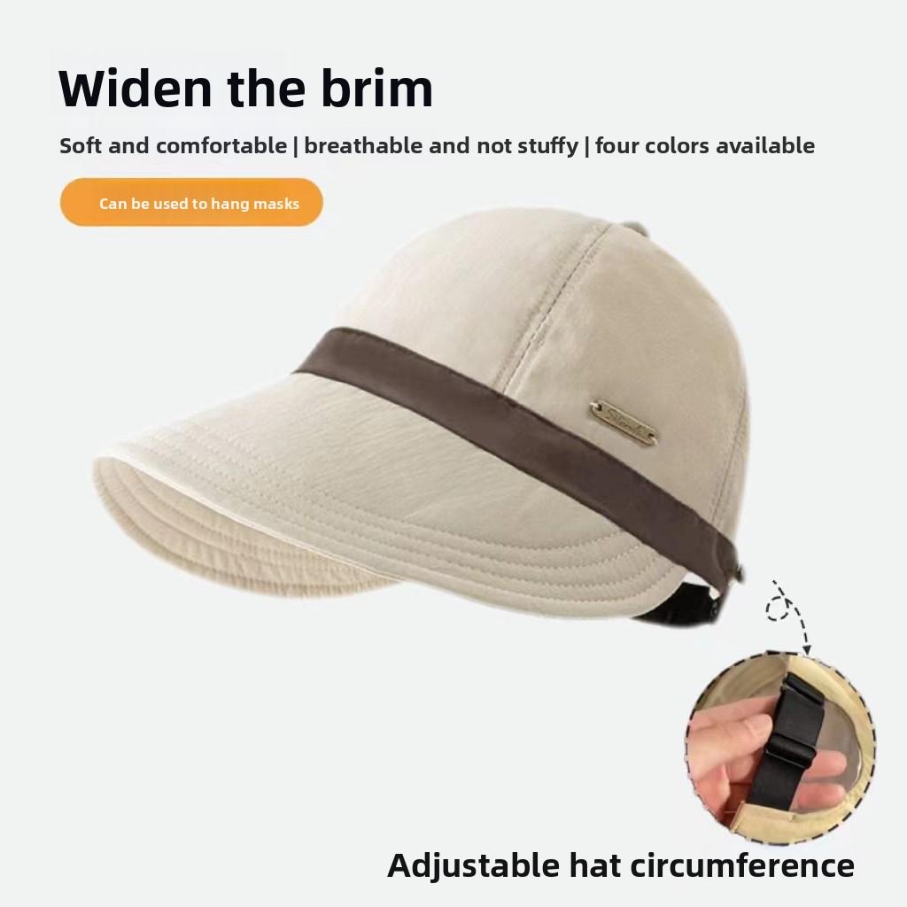 

Women s Spring/Summer Hat: Face-Slimming Fisherman Hat with Mask Holder, Color-Block Equestrian Hat, Casual Versatile Wide-Brimmed Duckbill Cap Beige