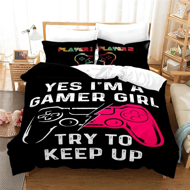 Black Games Gamepad Bedding Set Digital Printing Duvet Cover Set with Pillowcases Europe/Australia/USA Twin Full Queen King Size