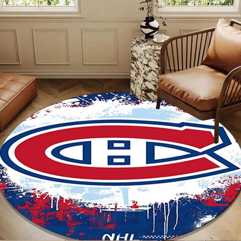 Canadiens Hockey Team Round Rug for Livingroom,Bedroom, Palyroom, Chair Rug, Area rug, Circle Carpet, Large Size Decor Fan Christmas gift