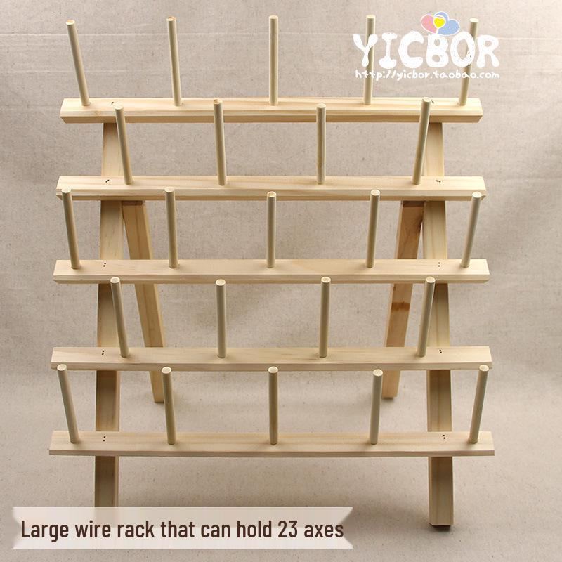 Solid Wood Folding Sewing Thread Rack - Large Spool Holder, Wall-Mounted or Desktop, Available in 4 Styles