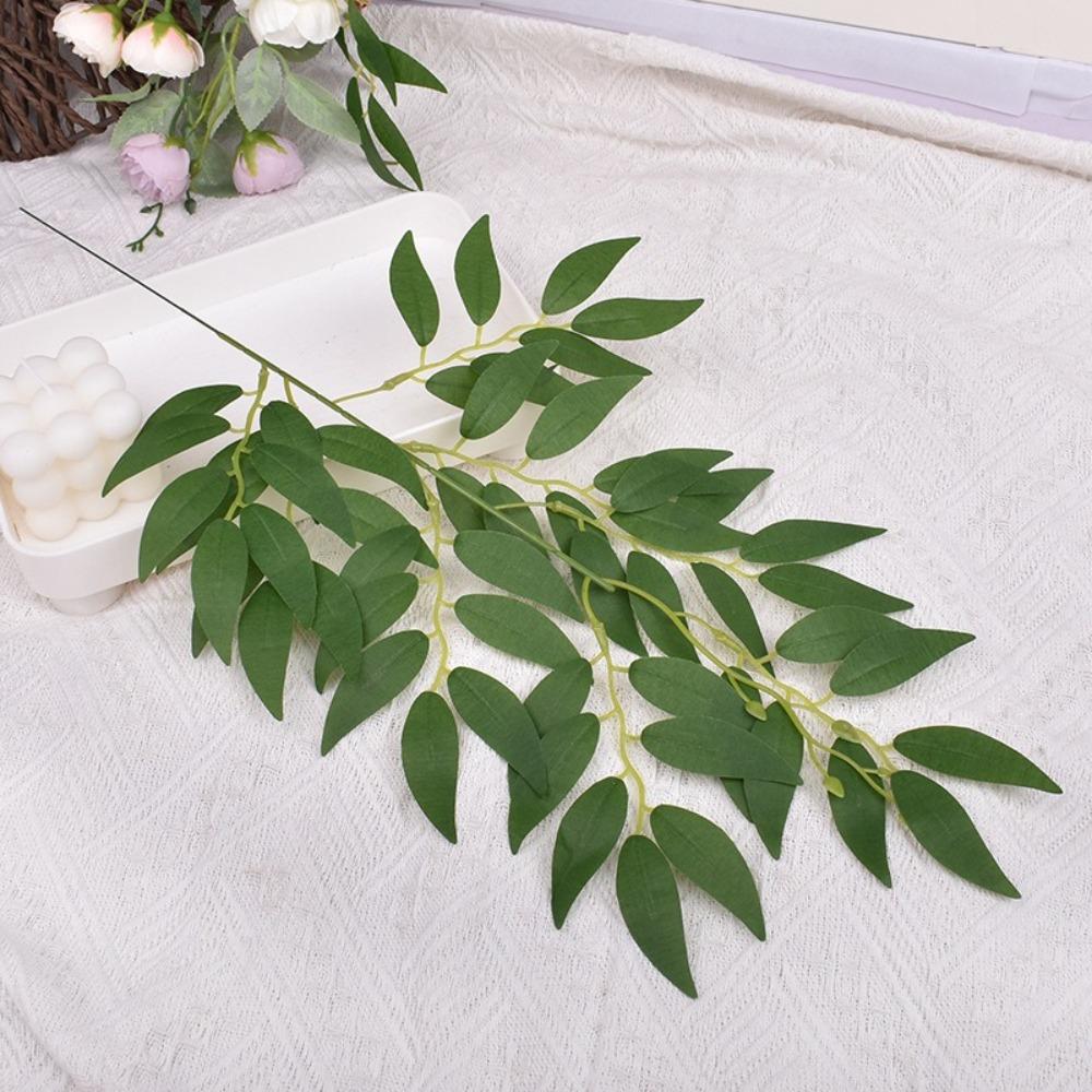 Real Touch 50cm Artificial Eucalyptus Leaf Plastic Fake Flowers Green Plant Willow Leaf Wedding