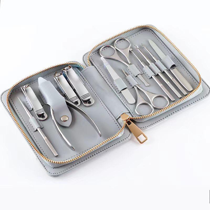12-Piece Stainless Steel Anti-Splash Nail Clipper Set with Manicure & Pedicure Tools