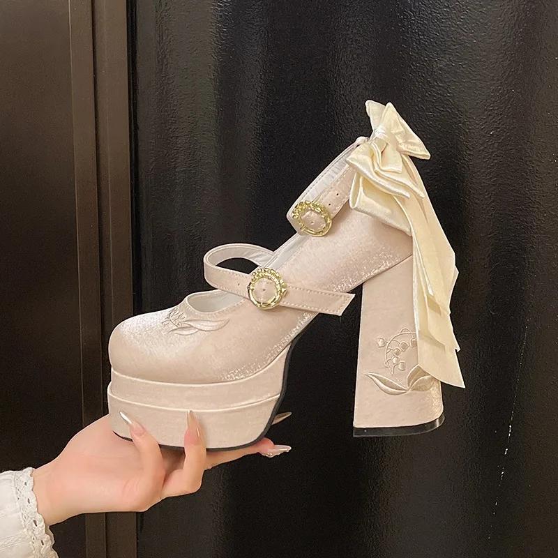 Fashion Night Club Platform Women Lolita Pumps Fashion Shallow High Heel Shoes 2025 Spring Autumn Ladies Outdoor Stripper Shoes