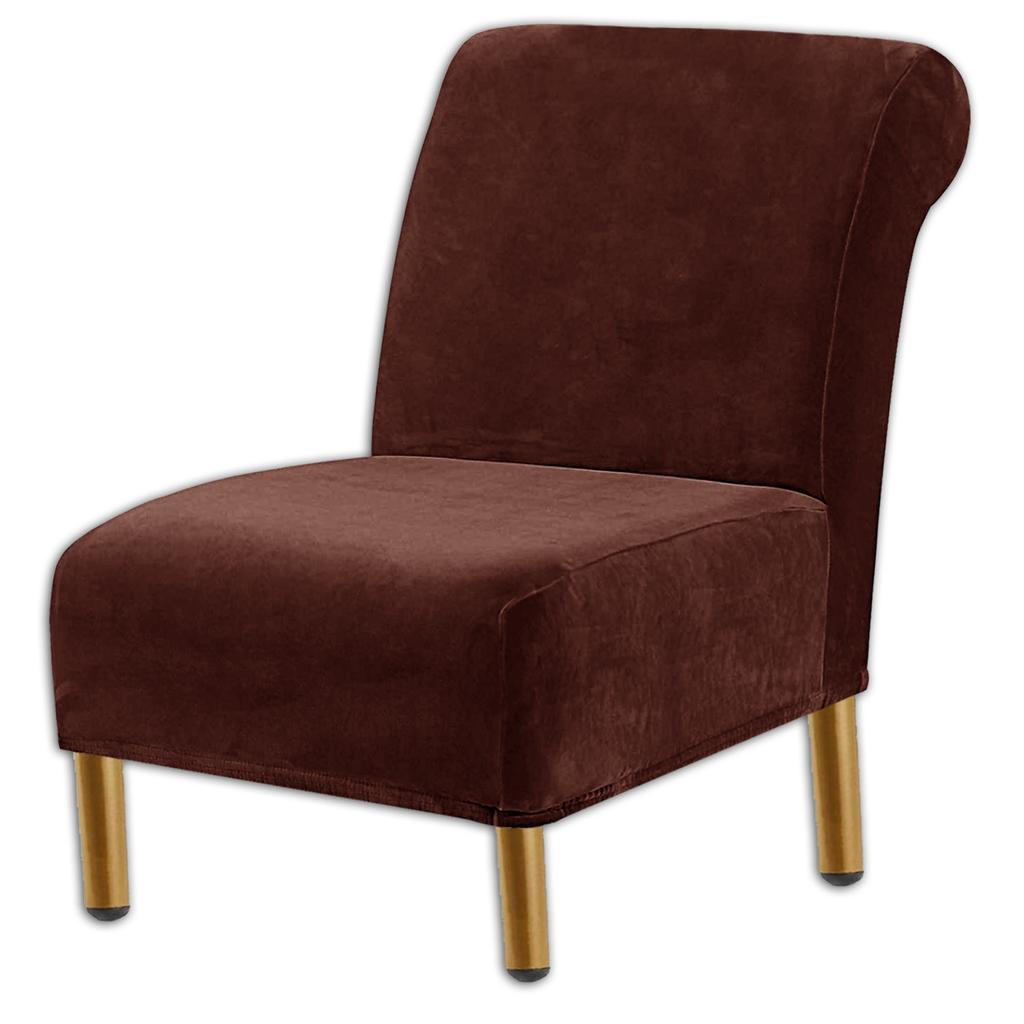 Stuhlhussen mit Samt-Akzenten, hochelastische Stuhlhussen ohne Armlehnen für das Wohnzimmer, dicker Stuhlbezug aus Samt, moderner Möbelschutz, maschinenwaschbar