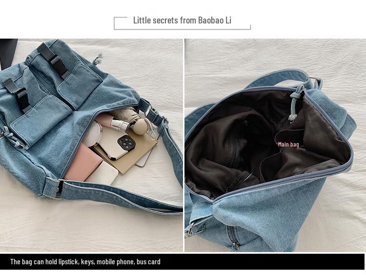 Geantă Crossbody din Denim pentru Femei - Capacitate Mare, Multi-Buzunare, Geantă de Umăr Casual Versatilă