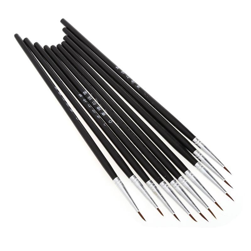 10Pcs Nylon Hair Brush Hook Line Pen Artist Watercolor Acrylic Painting Drawing top sale