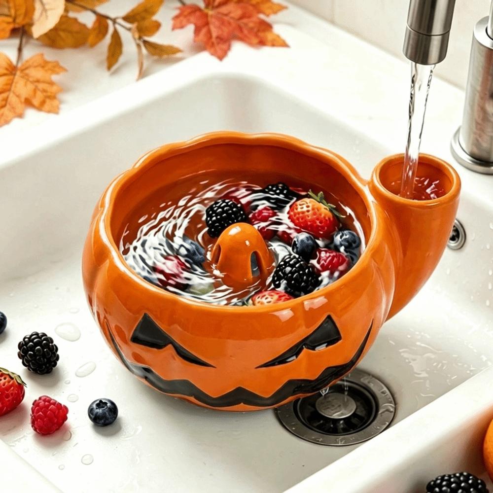 Ceramic Berry Cleaning Basin Self-spinning Berry Swirl Bowl Strainer Basket Fruit Bowl Home