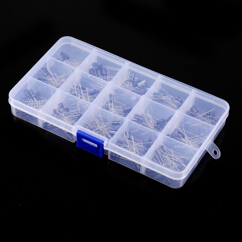 200PCS In-line Type Aluminum Capacitors Set 15 Values DIY Capacitance Model  Electronics Repair