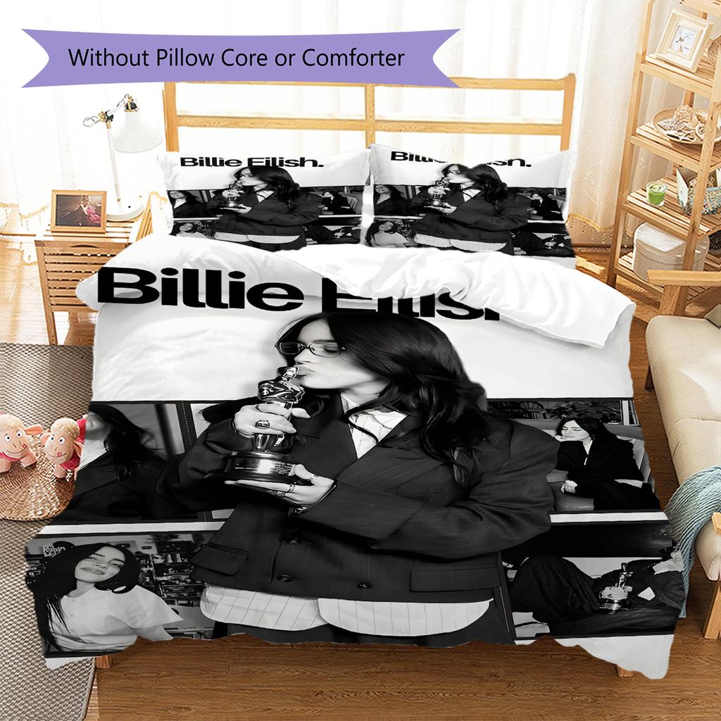 Billie Eilish Pattern Bedding,Quilt Set Quilt Cover Pillowcase Home Birthday Gift (1 * Duvet Cover + 2 * Pillowcase, Without Core)