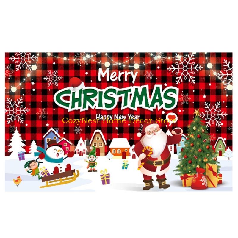 92MF 70.8x43.3Inch Christmas Scene Backdrop Polyester Cloth For Indoor Holiday Party Decorations And Photography Backgrounds