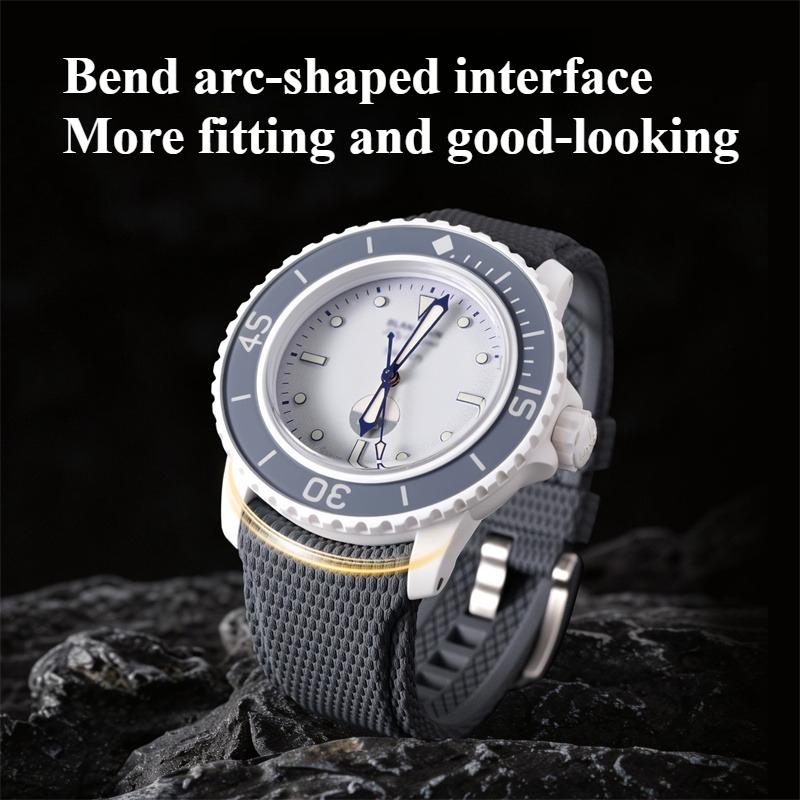 Bracelet en Caoutchouc Fluoro 19mm 20mm 21mm 22mm pour Xiaomi huawei Samsung Swatch MoonSwatch Universel FKM Libération Rapide Bracelet de Montre de Plongée pour Seiko