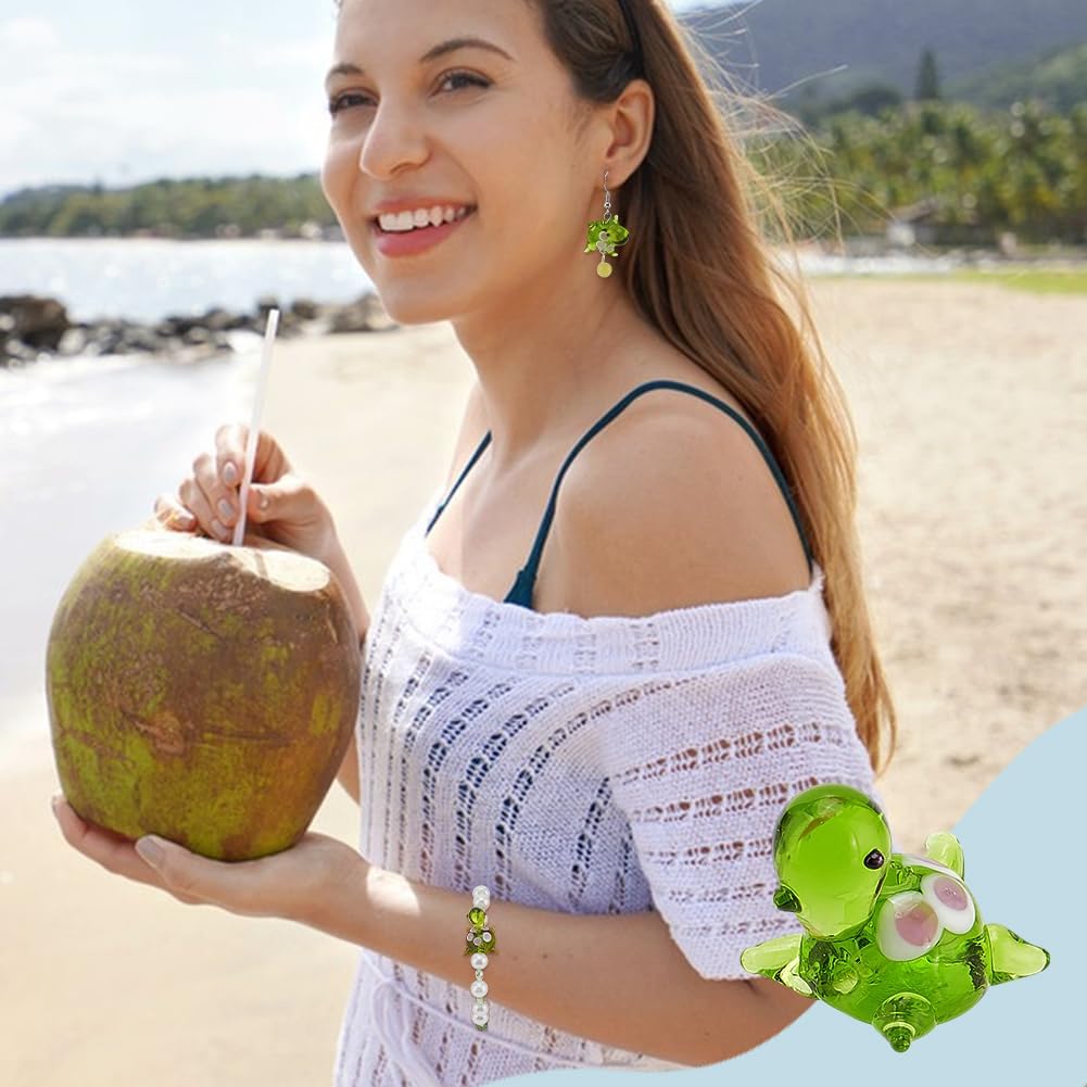 

PH PandaHall Glass Tortoise Beads 10pcs Turtle Lampwork Glass Beads Charms Spacer Green Turtle Beads Handmade Cartoon Tortoise Animals Glass Spacer