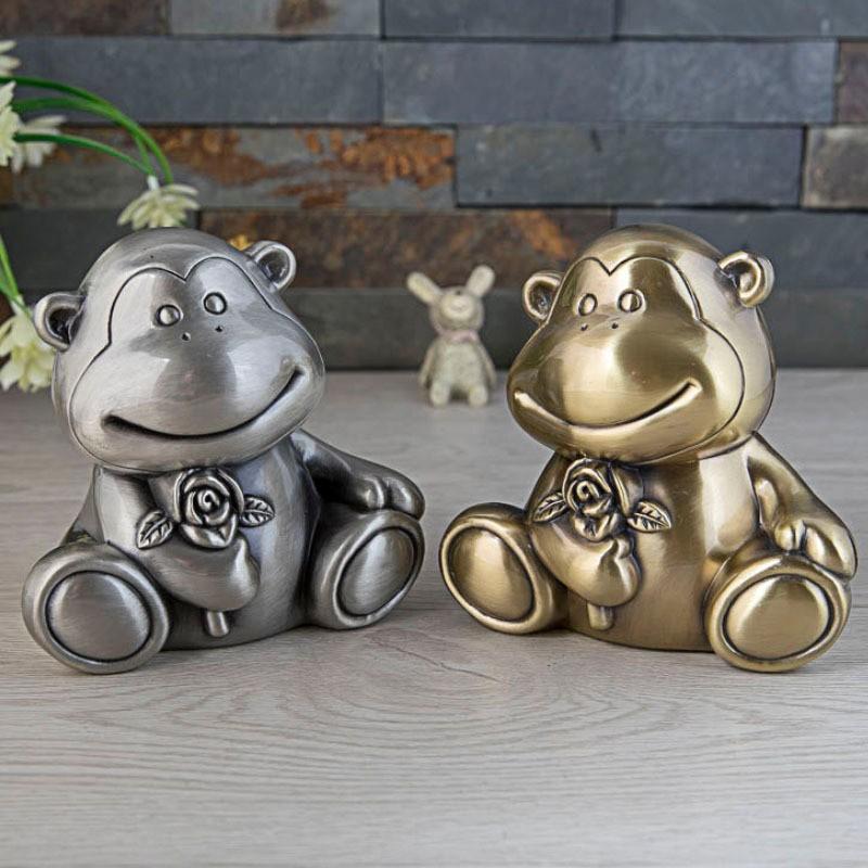 Elegant European-Style Monkey Money Box Kids Metal Coin Saving Jar Decorative Animal Piggy Bank Gift