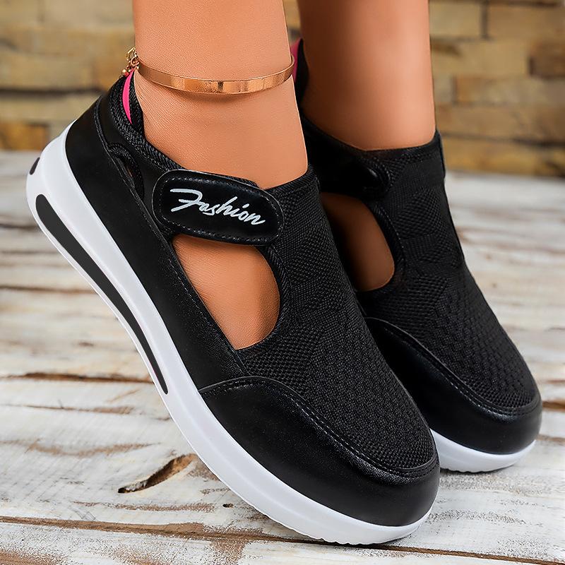 Customized shoes children's summer shoes large size casual hole shoes slope heel platform mesh shoes Velcro mesh women's shoes
