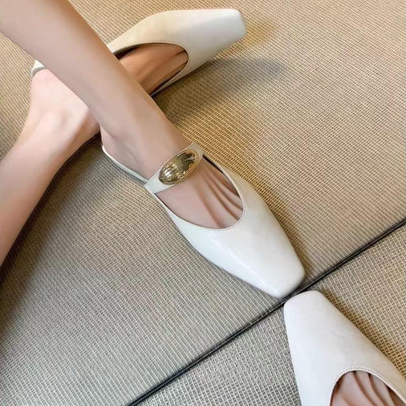 

Модные Новые Летние Новые Французские Нежные Баотоу Полушлепанцы Женские Повседневные Универсальные На Плоской Подошве С Мелким Вырезом Одинарная Обувь Для Женщин 35 бежевый