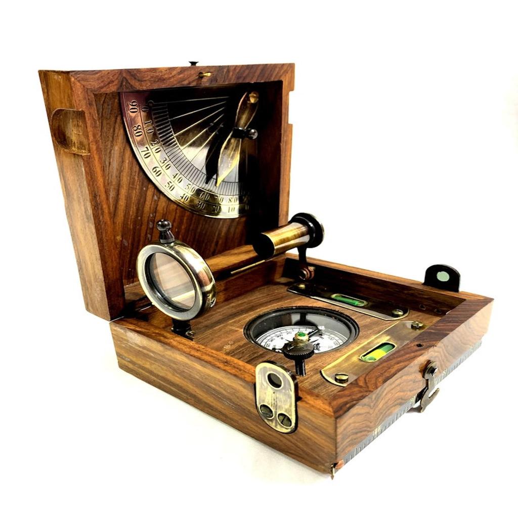 Wooden Marine Master Box/Nautical Sextant/Ship's Instruments/Directional Compass