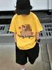 Sunny Capybara Kids Short Sleeve Top Summer Cute Cartoon Crewneck Boys Girls Ages 3-14