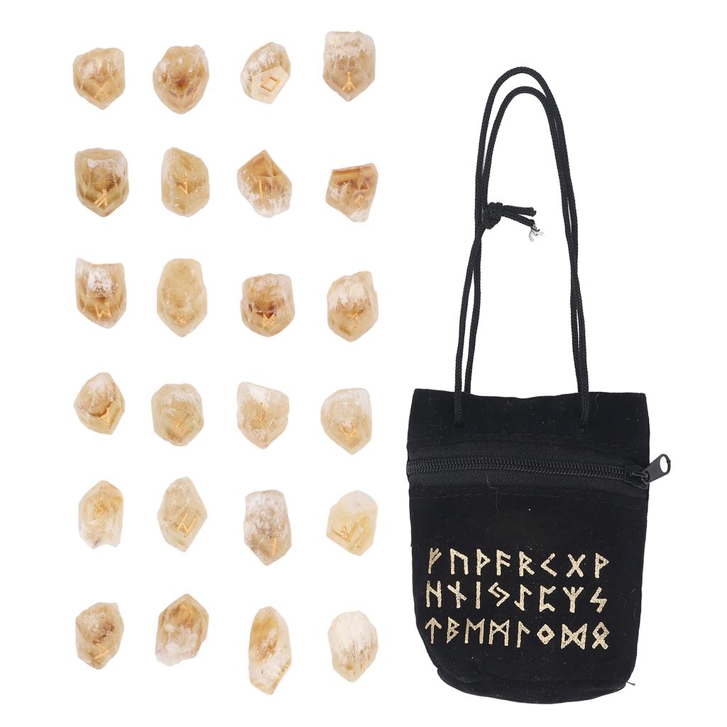 25 Pcs Rune Stone Irregular Crystal Engraved Rune Stone Set for Home Decoration Board Game