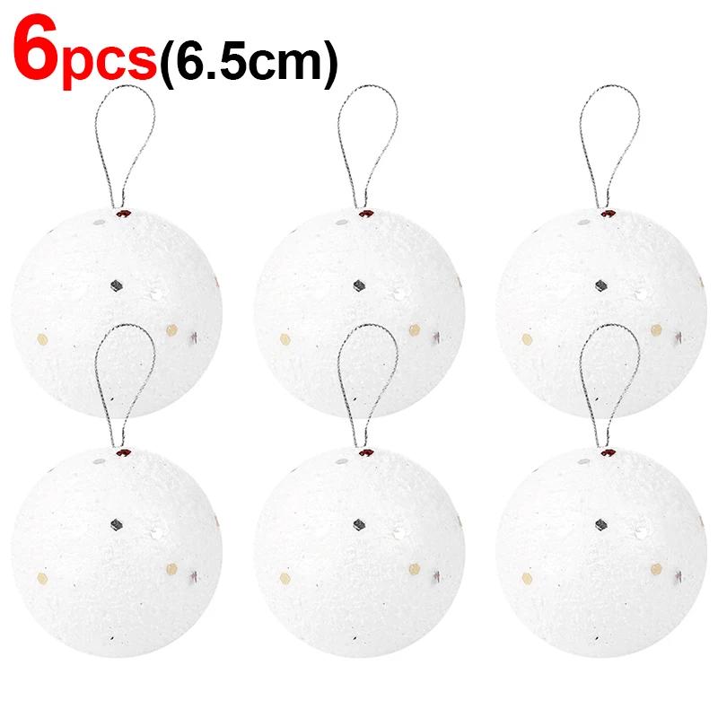 4/6/8cm White Christmas Balls Ornaments Xmas Tree Hanging Pendant Round Foam Snowball New Year Wedding Party Home Decoration