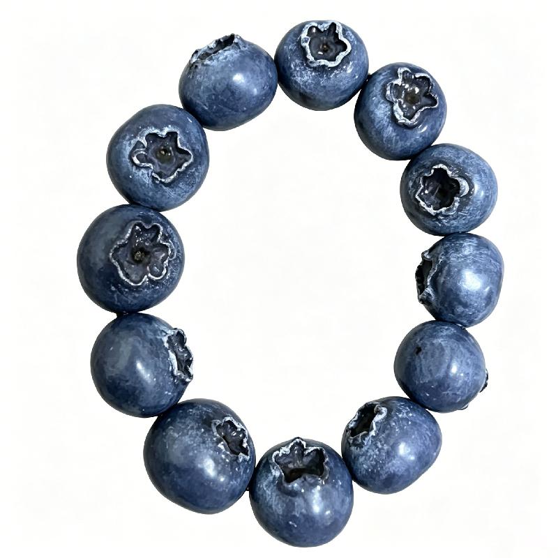 Süßes Realistisches Blaubeer Perlenarmband Handgemachtes Frucht Elastisches Armband Skurriler Kawaii Schmuck für Damen Mädchen Geburtstagsfeier Geschenk