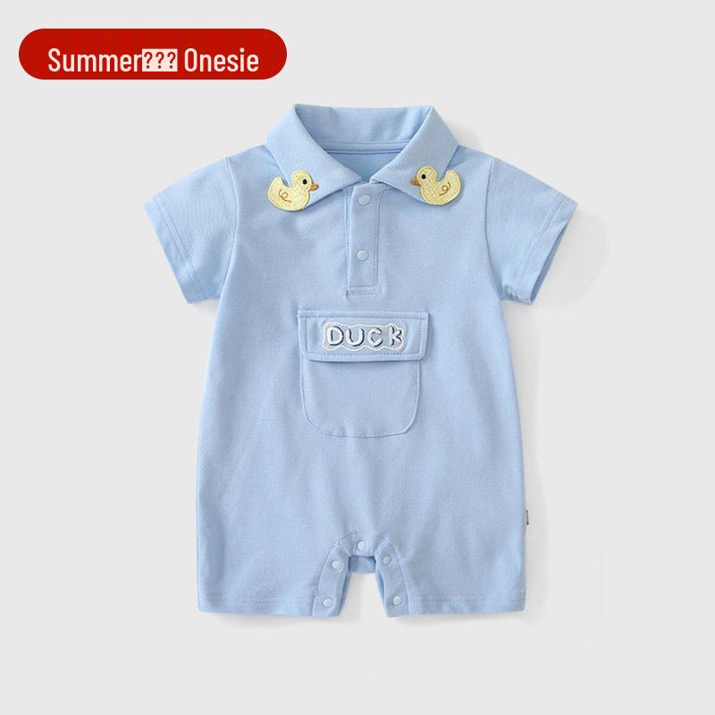 

2026 Baby Short-Sleeve Summer Cartoon Romper - Newborn Crawling Outfit Size 90