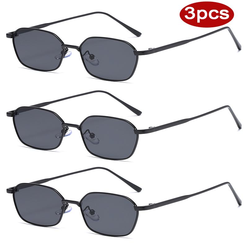 Protective Glasses 3pcs Fashion Metal Square Sunglasses Women Small Feame Punk Design Eyeglasses Colorful Lens Glasses UV400