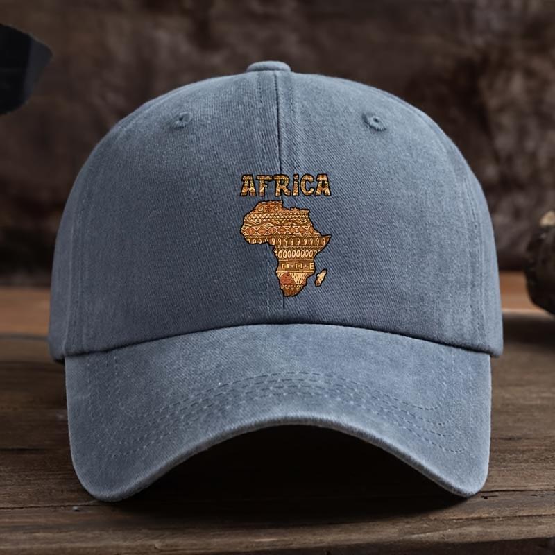 UnisexS African Letter Print Baseball Cap Stylish Black Snapback Hat with Golden Africa Design Polyester Machine Washable Per 1pc