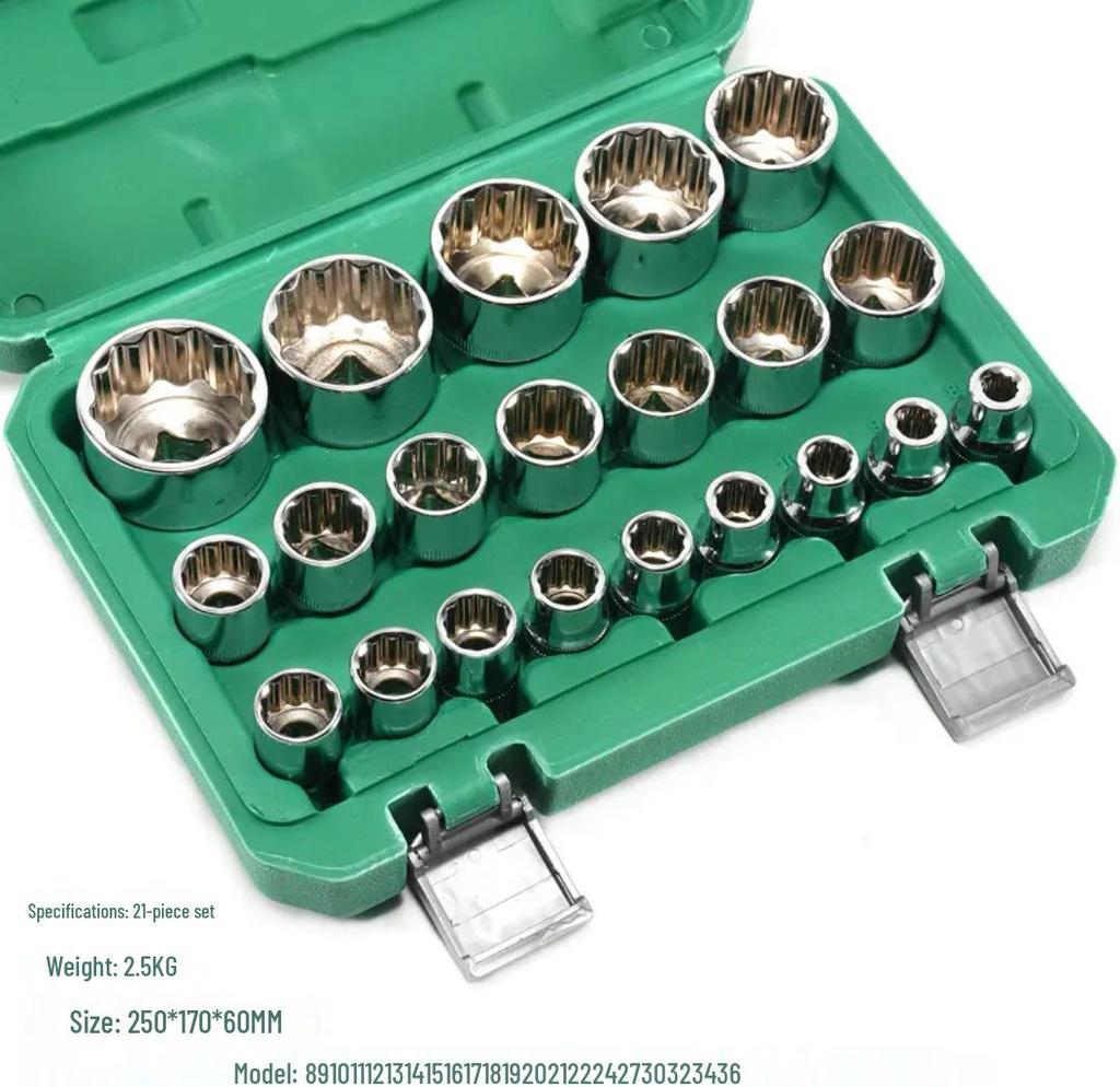 Zestaw nasadek Torx Dafei: 12-punktowe, Rozmiary 8-19, 22-27, 30-36, Gniazdo 12,5 mm, Narzędzia do naprawy samochodów 1/2".