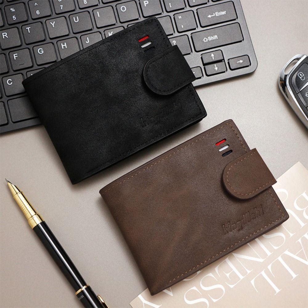Vintage PU Leather Short Wallet with Zipper Multiple Card Slots Card Holder Coin Purse Men