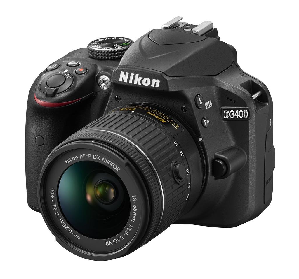 Nikon D3400 Digital SLR Camera with VR Lens Black AF-P 18-55 Kit, (D3400LKBK)