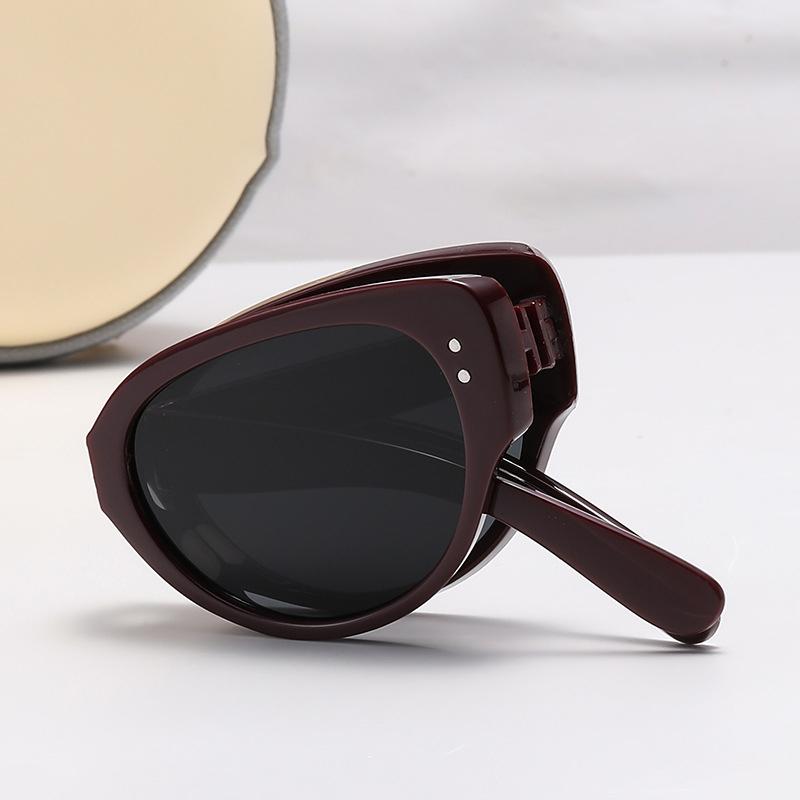 Retro Cat Eyes Foldable  New High-End Fashion-Proof Sun Protection And Ultraviolet Narrow Frame Sunglasses 9674