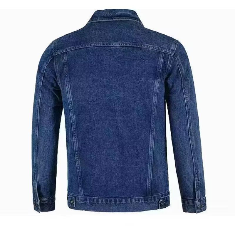 Mens Loose Turn Down Collar Washed Denim Work Casual Jacket Outerwear