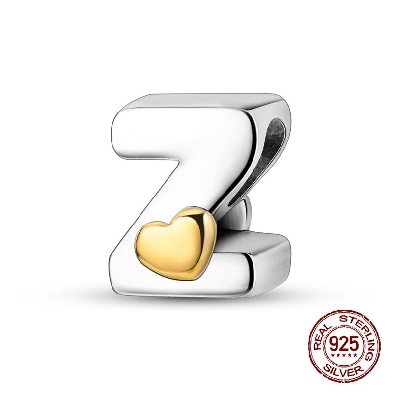 Copper Letter A-Z Alphabet Charm Name Beads Fit 4Mm Hole Diameter Bracelets Charms For Women Diy Pendant Making Jewelry