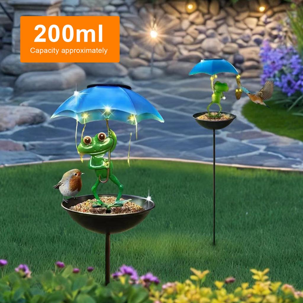 Solar Animal Garden Outdoor Lights Solar Hummingbird Feeder with Umbrella Animal Bird Feeder for Garden Yard Balcony