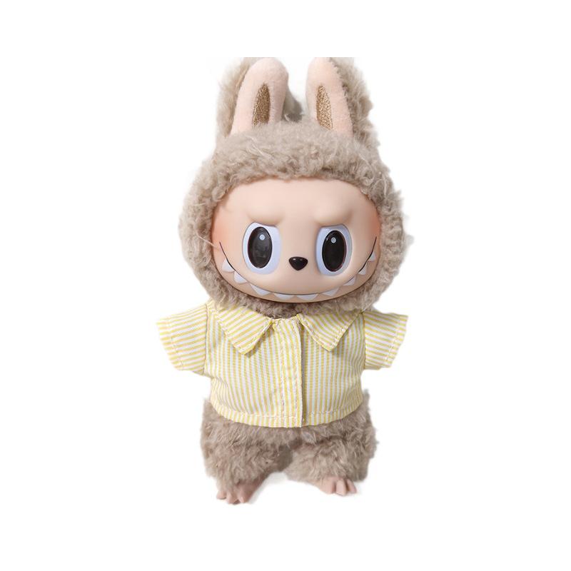 Labubu Pendant Clothing Set for First & Second Generation: Includes Striped Shirt, Pants, & Bag Replacement for Labubu Doll