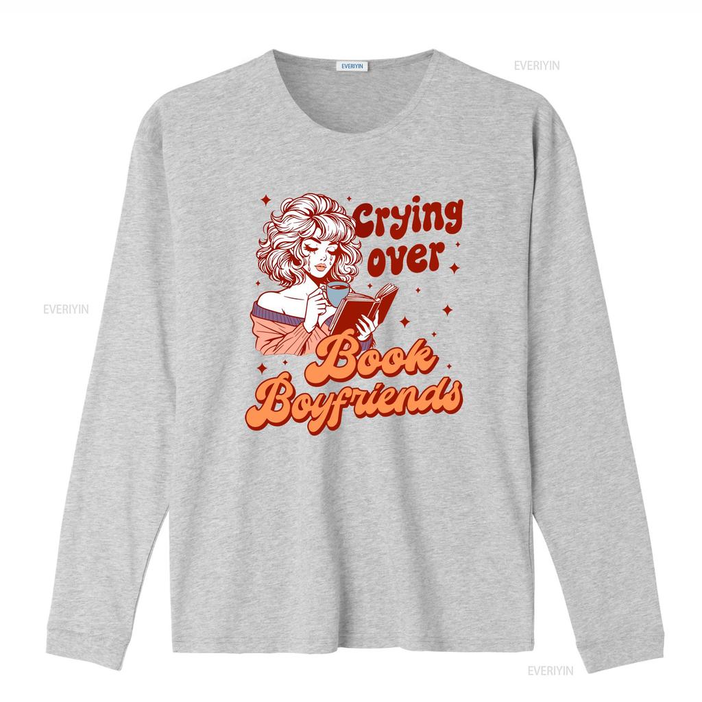 Reading Book Crying Over Boyfriends T Shirt Literary Bookish Lover Reader for Librarian vintage Washed Unisex graphic