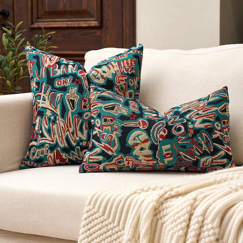 Soft Retro Floral Jacquard Cushion Cover - Without Pillow Insert
