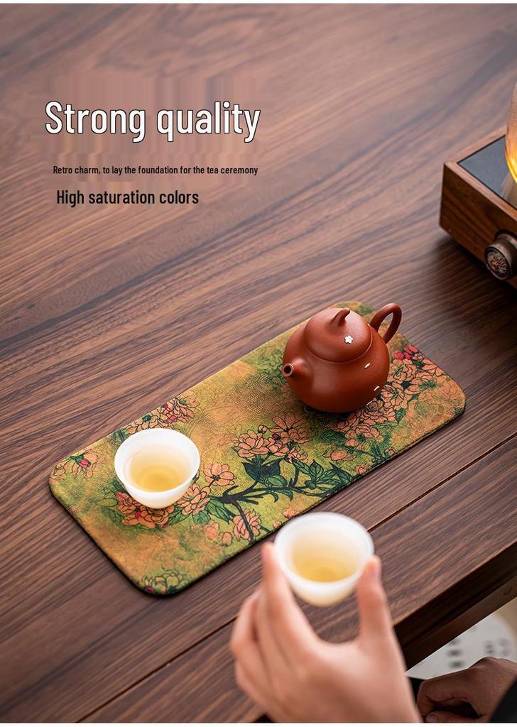 Xiangyunsha Chinese Zen Double-Sided Waterproof Tea Mat - Thickened Tablecloth for Dry Brew