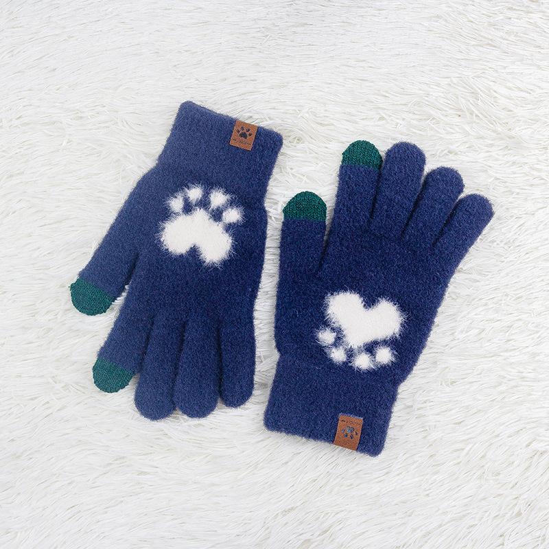 Gloves women's new winter thickened warm winter cute student cycling driving cold wool gloves