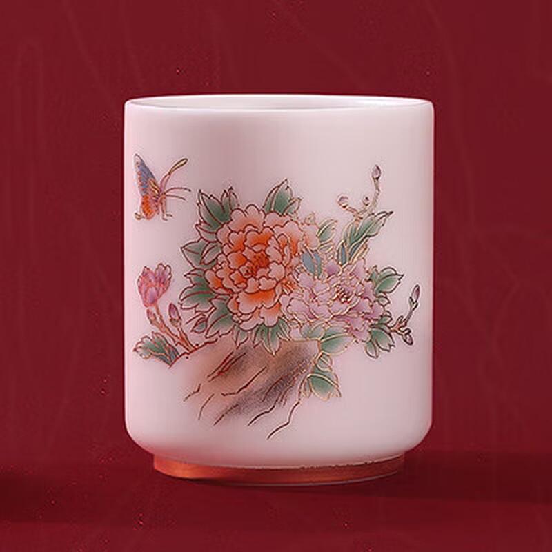 Chaxun Oriental Peony Crystal Porcelain Master Tea Cup
