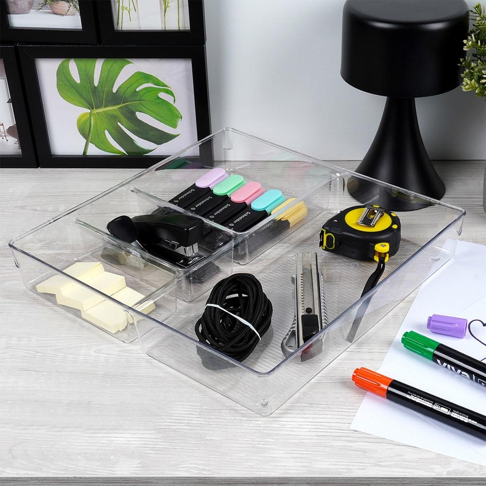 Container Organizer Kitchen Bathroom Office Box with Compartments 31 cm